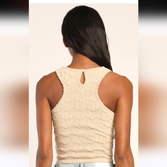 LULU'S Make It Look Easy Beige Knit Sweater Tank. Size Small NWT - Picture 4 of 10